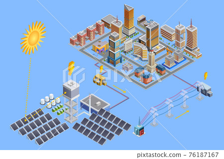 Solar Station Isometric Poster 76187167