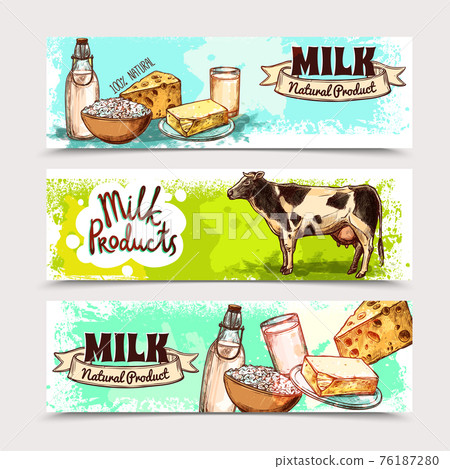 Milk Products Banner Set Milk Products Banner Set 76187280