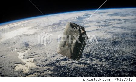 metal vintage and dirty jerrycan on Earth orbit metal vintage and dirty jerrycan on Earth orbit 76187716