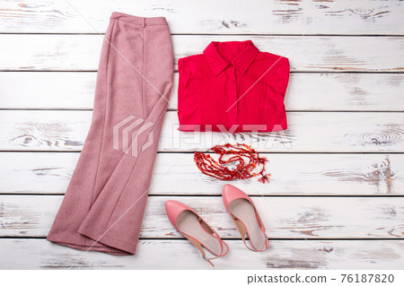 Summer collection women clothes outfit, flat lay. 76187820