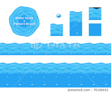 Side-scrolling game water cross section ground_foam_blocks and pattern brush_illustration material 76188832