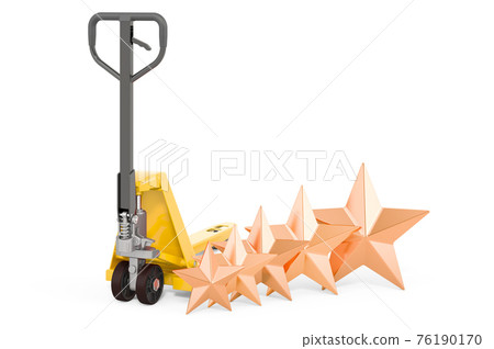 Customer rating of pallet jack. 3D rendering 76190170