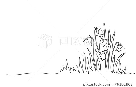 Abstract meadow line with grass and flowers bellflower. 76191902