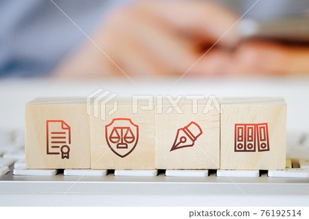 Concept of the foundations of the legal system and the work of lawyers on wooden cubes 76192514