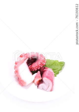 Boiled octopus fillet with bright background 76193612