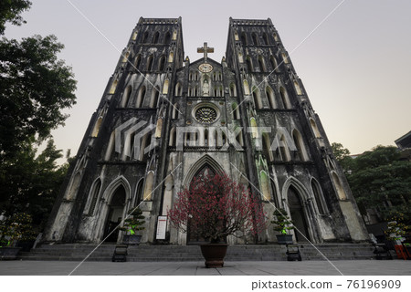 St. Joseph's Cathedral is a church on Nha Tho (Church) Street in the Hoan Kiem District of Hanoi, Vietnam. Its a late 19th century Gothic Revival (Neo Gothic style) church St. Joseph's Cathedral is a church on Nha Tho (Church) Street in the Hoan Kiem District of Hanoi, Vietnam. Its a late 19th century Gothic Revival (Neo Gothic style) church 76196909