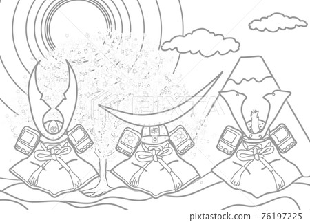 三個頭盔裝飾和一幅富士山和櫻花的畫 三個頭盔裝飾和一幅富士山和櫻花的畫 76197225