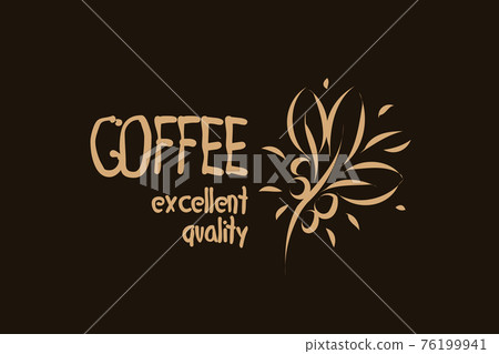Vector logo with coffee beans drawn on a dark background Vector logo with coffee beans drawn on a dark background 76199941