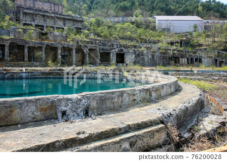 Historic Site Osarizawa Mine Emerald Blue Settling Basin (Kazuno City, Akita) 76200028