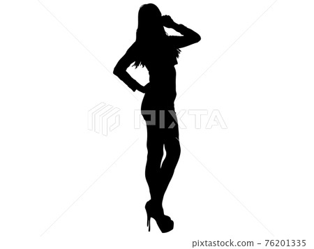 一個女模特擺姿勢的剪影 76201335