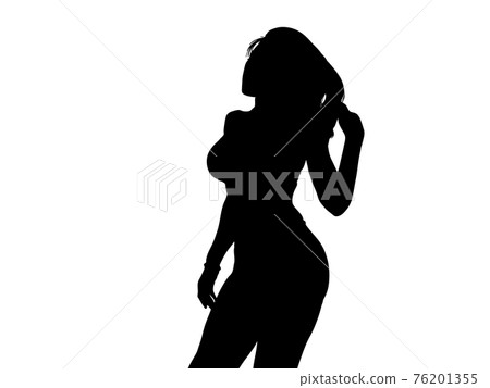 泳裝女人剪影撫摸頭髮 泳裝女人剪影撫摸頭髮 76201355