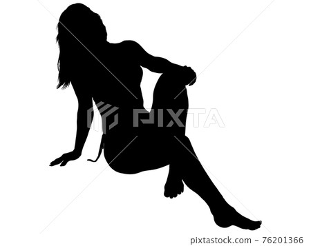 Female silhouette in a sitting swimsuit_5 76201366