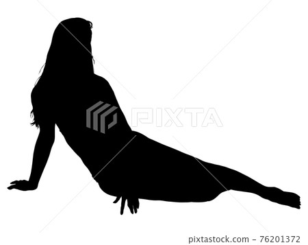 Female silhouette in a swimsuit sitting sideways_2 76201372