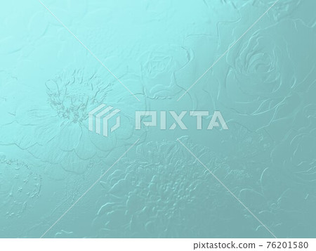 Zinnia and rose flower relief. Glossy turquoise background 76201580