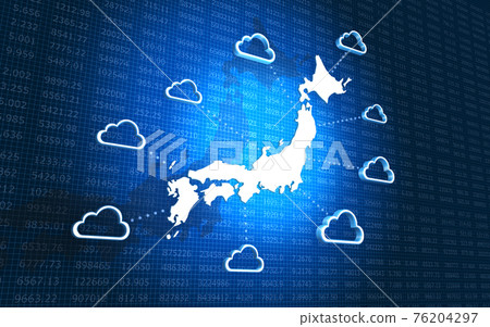 Map of Japan and cloud network, digital background - Stock Illustration ...