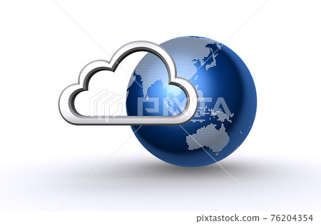 Cloud Icon and Earth (Network Image) (Asia) 76204354
