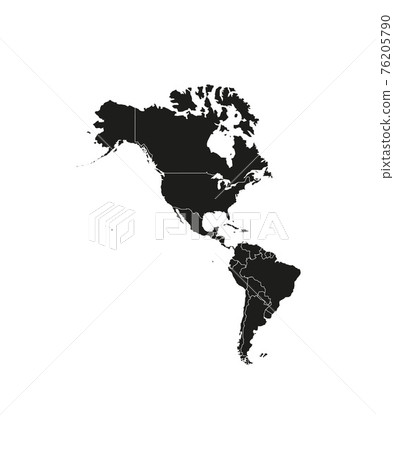 North, South America with country borders, vector illustration. North, South America with country borders, vector illustration. 76205790