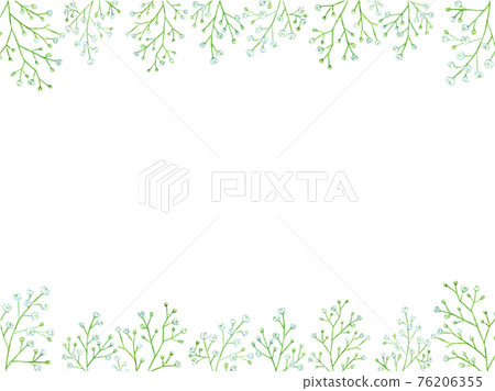 Upper and lower frames of gypsophila watercolor illustration Upper and lower frames of gypsophila watercolor illustration 76206355
