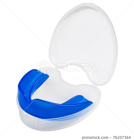 blue boxing mouth guard, in a plastic case, protection of teeth and lips blue boxing mouth guard, in a plastic case, protection of teeth and lips 76207364