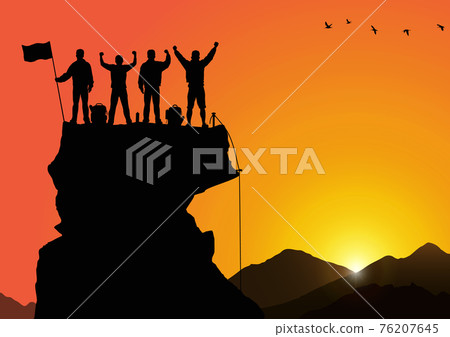 man standing on mountain clipart free