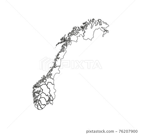 Norway map on white background. Vector illustration. 76207900