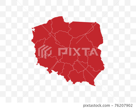 Poland map on transparent background. Vector illustration. 76207902