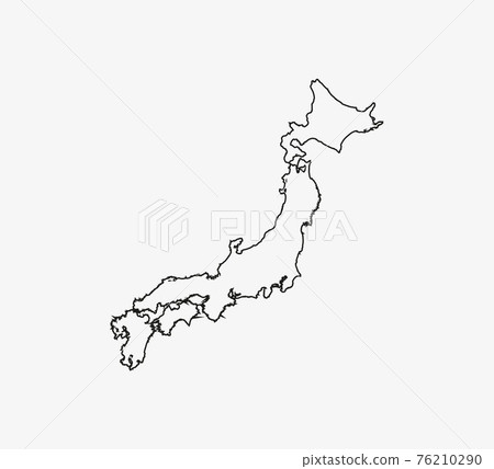Japan, map on white background. Vector illustration. Outline. Japan, map on white background. Vector illustration. Outline. 76210290