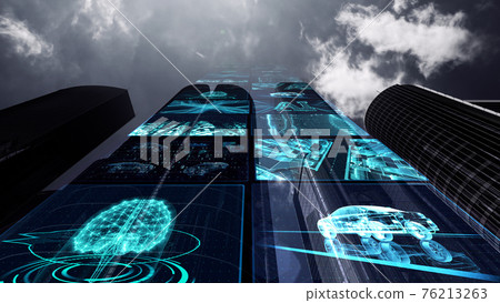 智能城市人工智能監控社會城市網絡技術3d 插圖 76213263