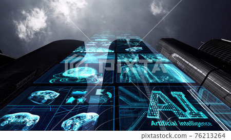 智能城市人工智能監控社會城市網絡技術3d 插圖 76213264