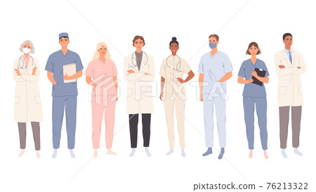 Doctors, medical students workers, medics and nurses. Representatives of different medical specialties 76213322