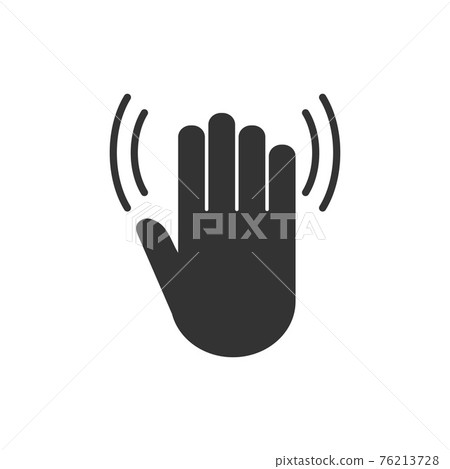 Hand wave, hello icon. Vector illustration, flat design. Hand wave, hello icon. Vector illustration, flat design. 76213728