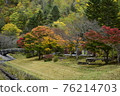 Park with bright autumn leaves 76214703
