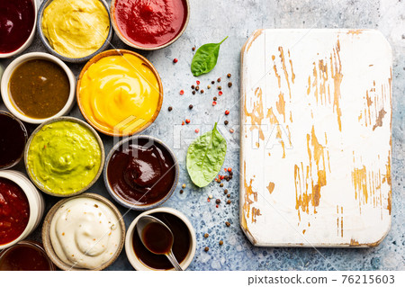 Set of different dip sauces Set of different dip sauces 76215603