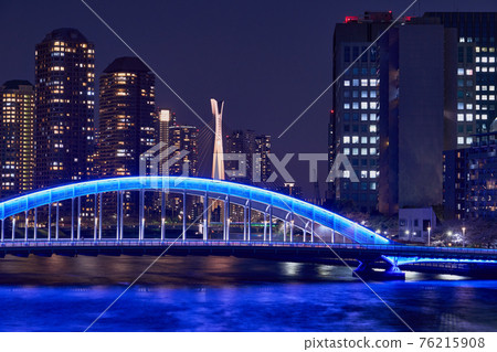 城市夜景東京江橋和S田川 城市夜景東京江橋和S田川 76215908