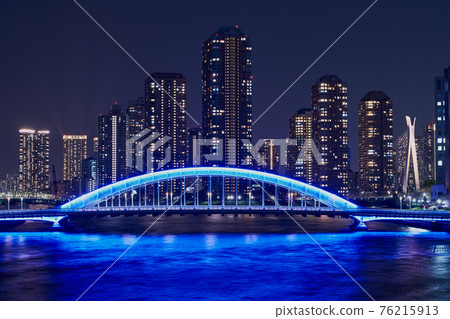 City night view Tokyo Edaibashi and Sumida River 76215913