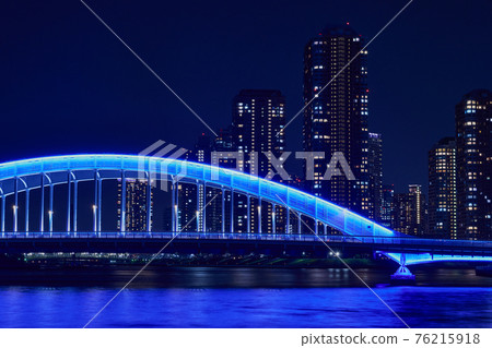 城市夜景東京江橋和S田川 城市夜景東京江橋和S田川 76215918