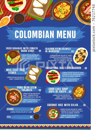 Colombian cuisine vector menu meals of Colombia 76217748