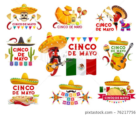 Cinco de Mayo vector icons, isolated emblems set 76217756