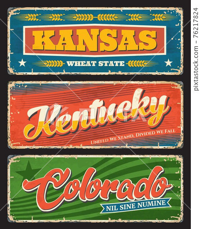 Kentucky, Kansas and Colorado USA state old plates Kentucky, Kansas and Colorado USA state old plates 76217824