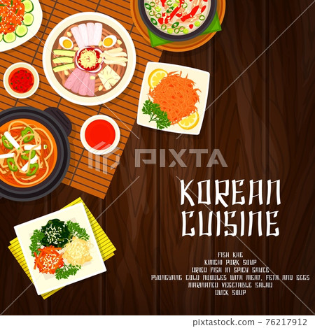 Korean cuisine food dishes, restaurant menu cover 76217912