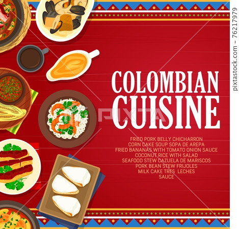 Colombian cuisine food of Colombia vector poster Colombian cuisine food of Colombia vector poster 76217979
