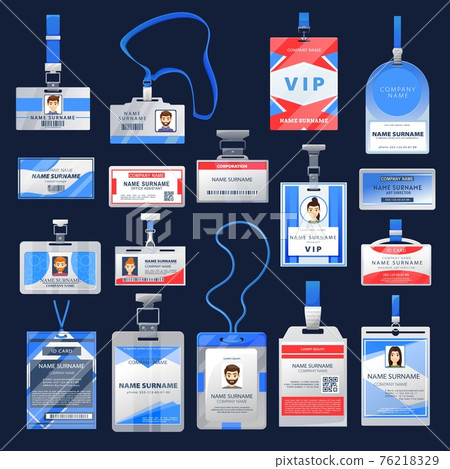 ID card or badge mockups, identification name tags 76218329