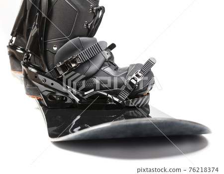 Snowboard with boots on white background 76218374