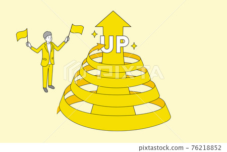 向上圖像，簡單的黃色和灰色插圖，矢量素材 76218852