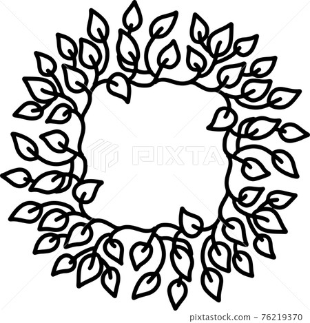 Eco style print. Leaves outline frame. Natural sketch ornament. Vector illustration. 76219370