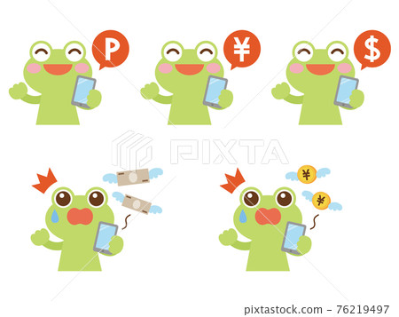 青蛙和智能手機插圖集 76219497
