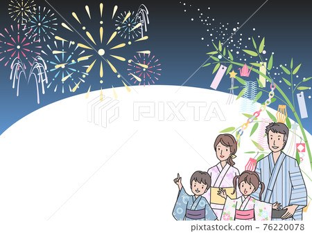 Yukata parents and children enjoying the Tanabata Festival 76220078