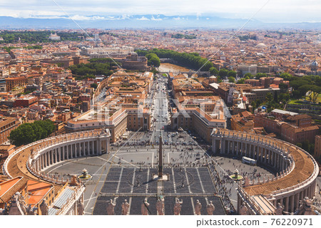 Rome historic center panoramic view from Papal Basilica of Saint Peter 76220971