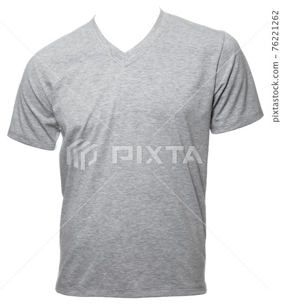 Grey heathered shortsleeve cotton tshirt template isolated Grey heathered shortsleeve cotton tshirt template isolated 76221262