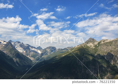 Closeup view mountains scenes in national park Dombai, Caucasus, Russia, Euro 76221350